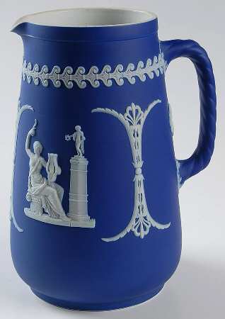 Cream Color on Wedgwood Blue Jasperware 48 Oz Jug