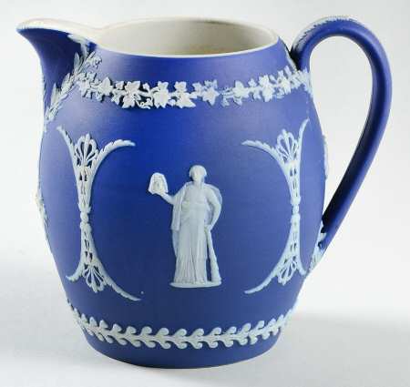 Cream Color on Wedgwood Blue Jasperware 16 Oz Orange Jug