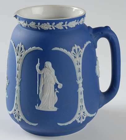 Cream Color on Wedgwood Blue Jasperware 44 Oz Jug