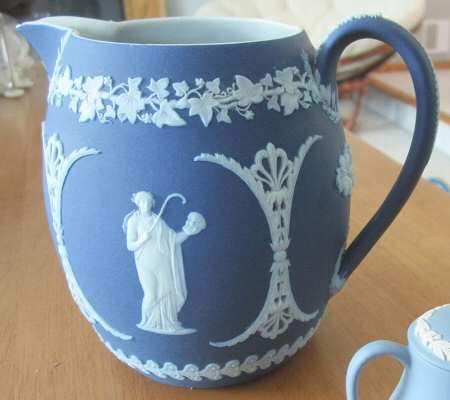 Cream Color on Wedgwood Blue Jasperware 16 Oz Orange Jug