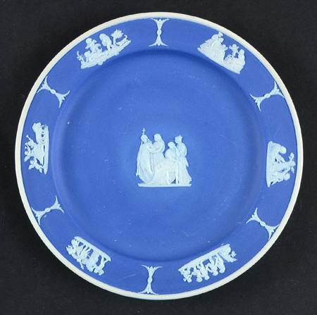 Cream Color on Wedgwood Blue Jasperware 6" Round Tray