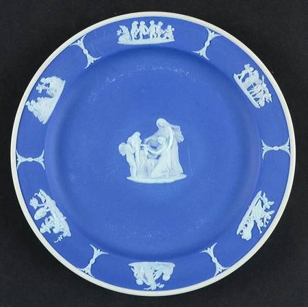 Cream Color on Wedgwood Blue Jasperware 6" Round Tray