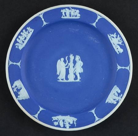 Cream Color on Wedgwood Blue Jasperware 6" Round Tray