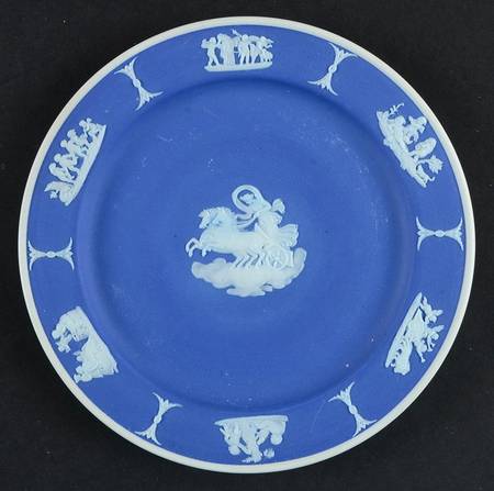 Cream Color on Wedgwood Blue Jasperware 6" Round Tray