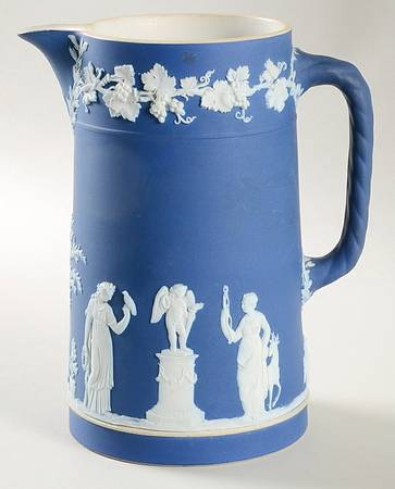 Cream Color on Wedgwood Blue Jasperware Chocolate Pot No Lid