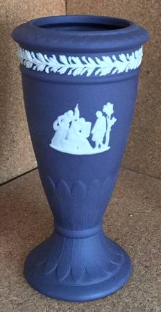 Cream Color on Wedgwood Blue Jasperware 4" Vase