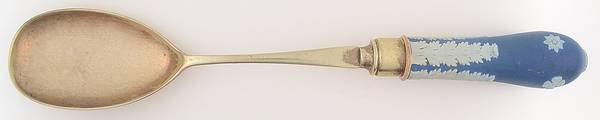 Cream Color on Wedgwood Blue Jasperware Metal Salad Serving Spoon by Wedgwood
