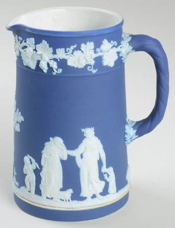 Cream Color on Wedgwood Blue Jasperware Small Trojan Jug