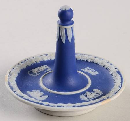 Cream Color on Wedgwood Blue Jasperware Ring Holder