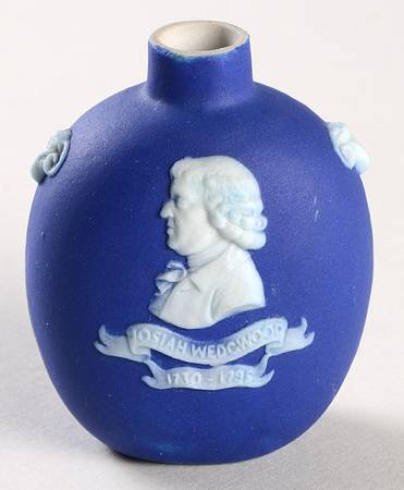 Cream Color on Wedgwood Blue Jasperware Perfume Bottle No Stopper