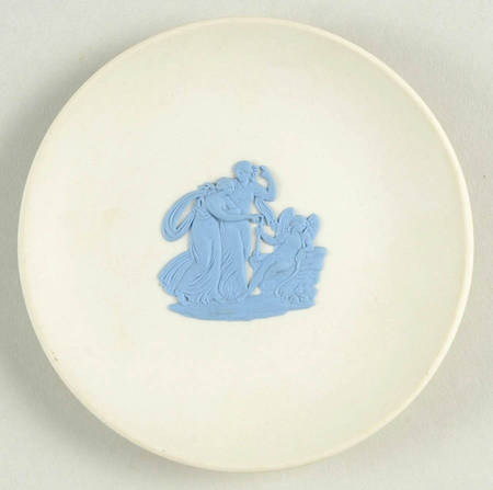 Lavender (Pale Blue) on Cream Color Jasperware Sweet Dish Round