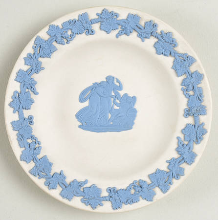 Lavender (Pale Blue) on Cream Color Jasperware Round Tray