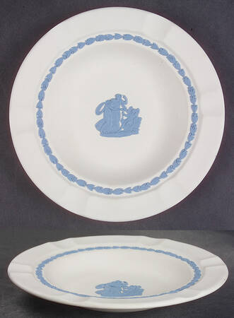 Lavender (Pale Blue) on Cream Color Jasperware Executive Ashtray