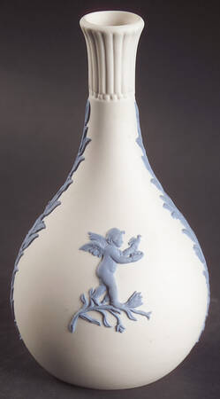 Lavender (Pale Blue) on Cream Color Jasperware Seasons Bud Vase