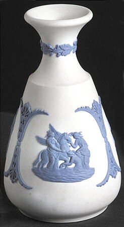 Lavender (Pale Blue) on Cream Color Jasperware Cameo Bud Vase