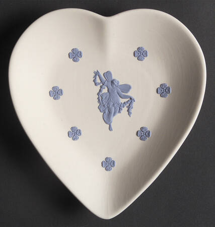 Lavender (Pale Blue) on Cream Color Jasperware Heart Shaped Tray