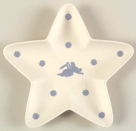 Lavender (Pale Blue) on Cream Color Jasperware Star Shaped Tray