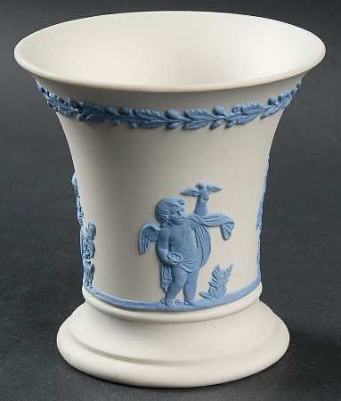 Lavender (Pale Blue) on Cream Color Jasperware Season Posey Pot