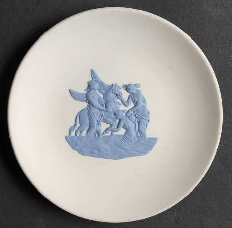 Lavender (Pale Blue) on Cream Color Jasperware Coaster