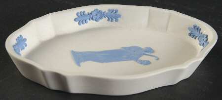 Lavender (Pale Blue) on Cream Color Jasperware Silver Tray