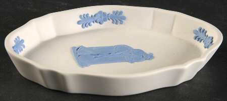 Lavender (Pale Blue) on Cream Color Jasperware Silver Tray