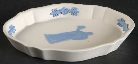 Lavender (Pale Blue) on Cream Color Jasperware Silver Tray