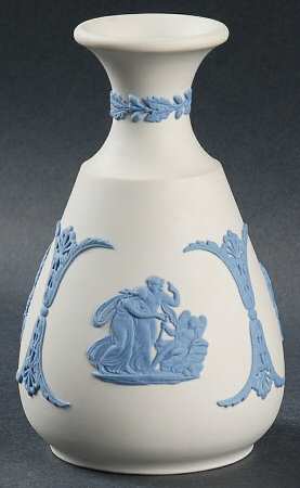 Lavender (Pale Blue) on Cream Color Jasperware 4" Cameo Bud Vase