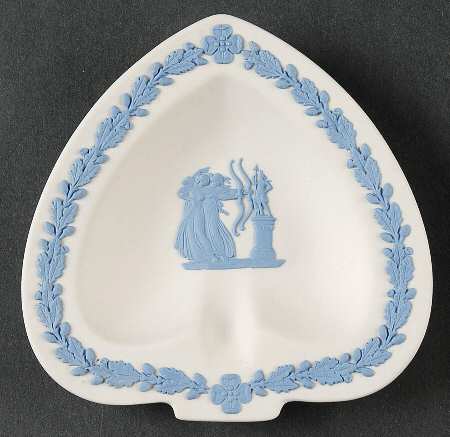 Lavender (Pale Blue) on Cream Color Jasperware Small Spade Shape Ashtray