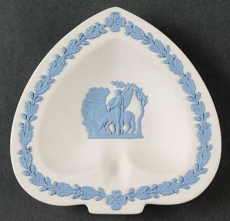 Lavender (Pale Blue) on Cream Color Jasperware Small Spade Shape Ashtray