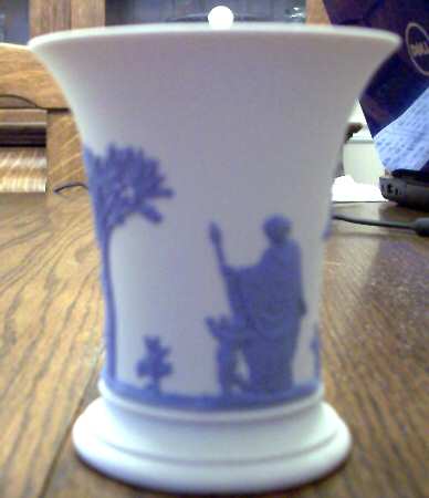 Lavender (Pale Blue) on Cream Color Jasperware 4" Posey Pot