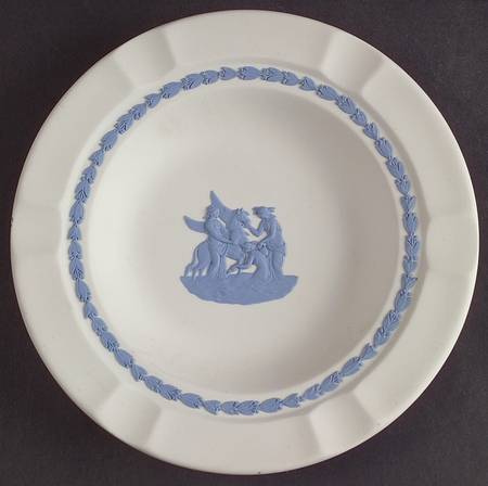 Lavender (Pale Blue) on Cream Color Jasperware Executive Ashtray