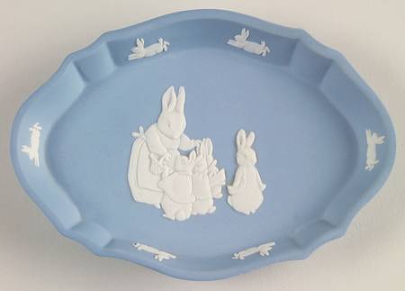 Peter Rabbit on Lavender Jasperware Silver Tray