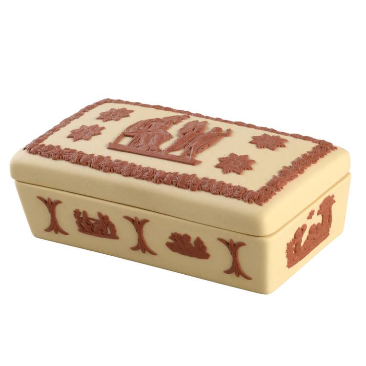 Terra Cotta on Primrose Jasperware 3" Rectangular Box & Lid
