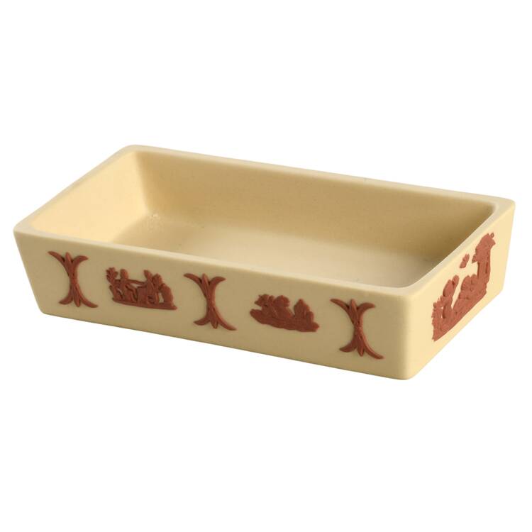 Terra Cotta on Primrose Jasperware 3" Rectangular Box-No Lid