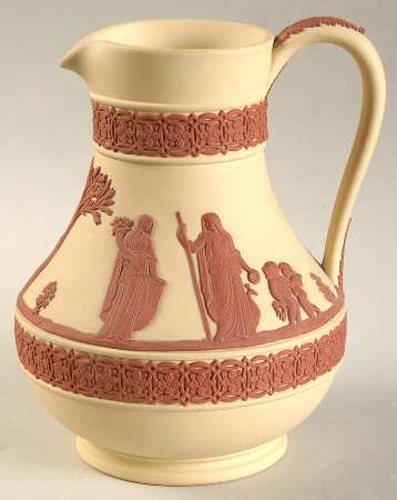 Terra Cotta on Primrose Jasperware Etruscan Jug
