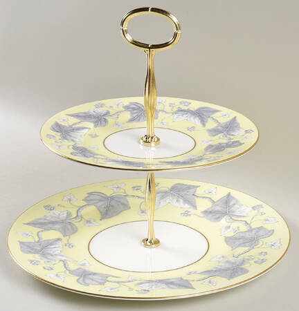 Josephine Yellow 6 5/8"-10"  2 Tiered Serving Tray (Dp, Sp) HC