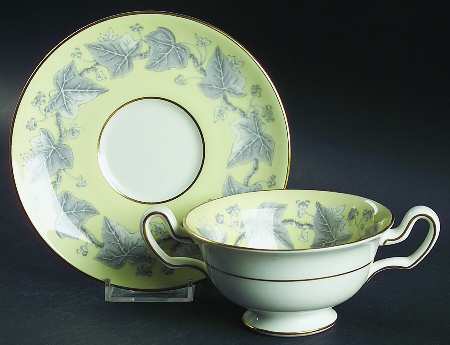 Josephine Yellow Footed Cream Soup Bowl & Saucer Set