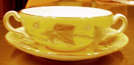 Josephine Yellow Flat Cream Soup Bowl & Saucer Set