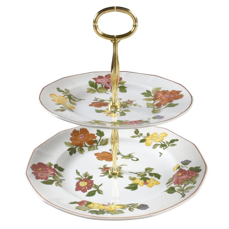 Kimono 6 5/8"-10"  2 Tiered Serving Tray (Dp, Sp) HC