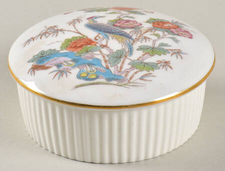 Kutani Crane 4" Round Box & Lid