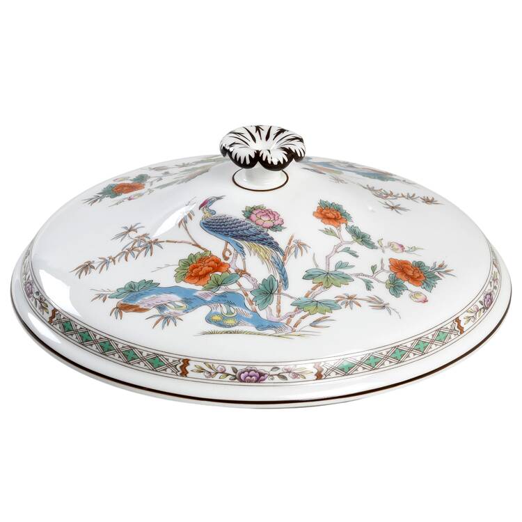 Kutani Crane Lid for Round Vegetable