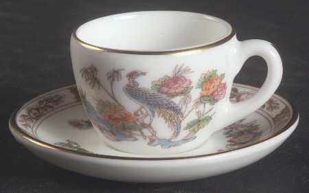 Kutani Crane Miniature Cup and Saucer Set
