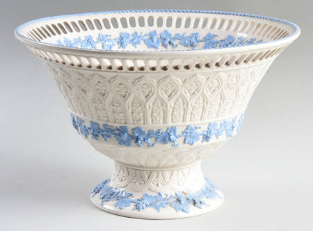 Lavender on Cream Color (Plain) Large Pierced Fruit Bowl