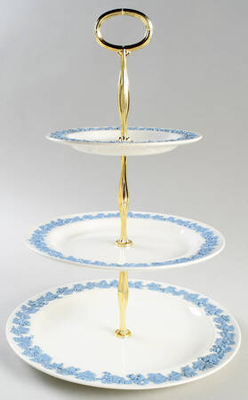 Lavender on Cream Color (Plain) 13 7/8"-14 1/4" 3-Tiered Serving Tray(DP,SP,BB) HC