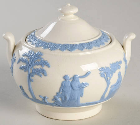 Lavender on Cream Color (Plain) Mini 146 Shape Sugar Bowl & Lid