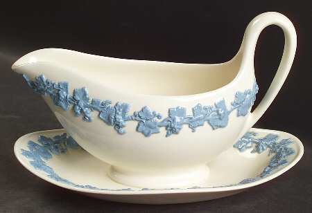 Lavender on Cream Color (Plain) Gravy Boat with Attached Underplate
