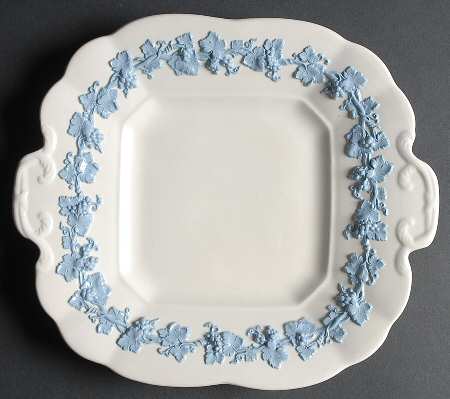 Lavender on Cream Color (Plain) Square Handled Cake Plate