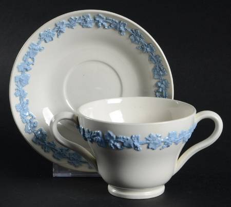 Lavender on Cream Color (Plain) Footed Bouillon Cup & Saucer