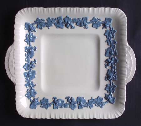 Lavender on Cream Color (Shell Edge) Square Handled Cake Plate