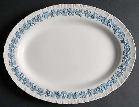 Lavender on Cream Color (Shell Edge) 14" Oval Serving Platter